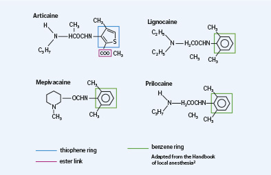 Chemical structure of local anaesthetics