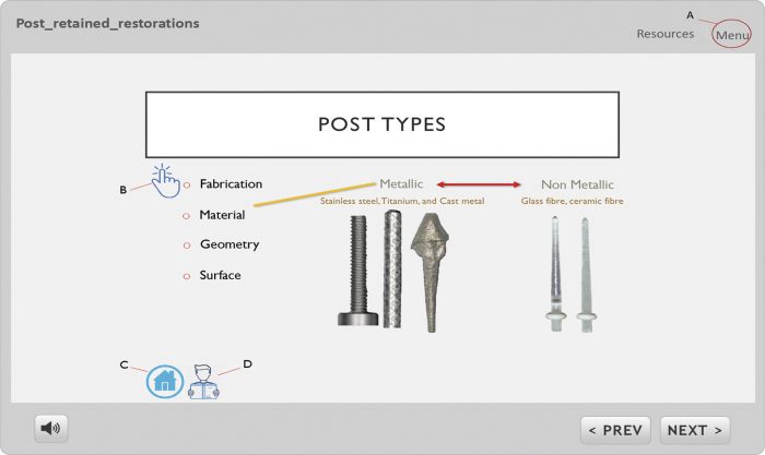 An on screen display showing different post types