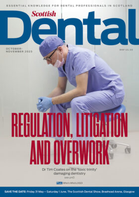 Regulation, Litigation and overwork. An anxious looking dentist on this month's cover.