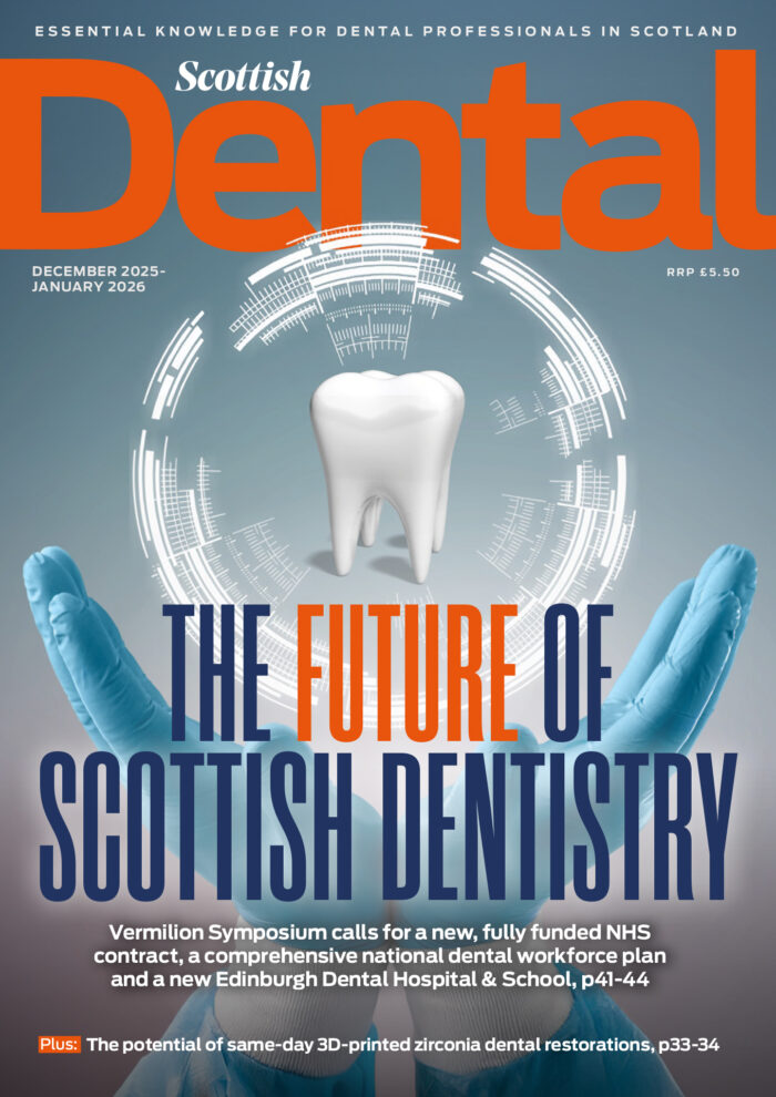Cover of the December issue, with the cover line the future of Scottish dentistry.