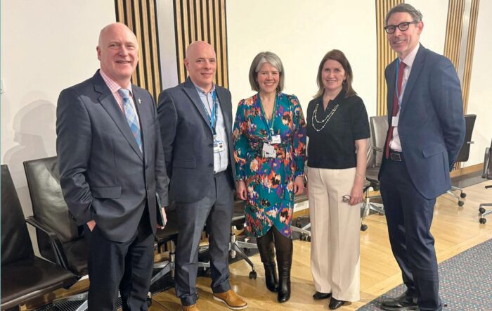 Joe FitzPatrick with four members of the Childsmile Executive